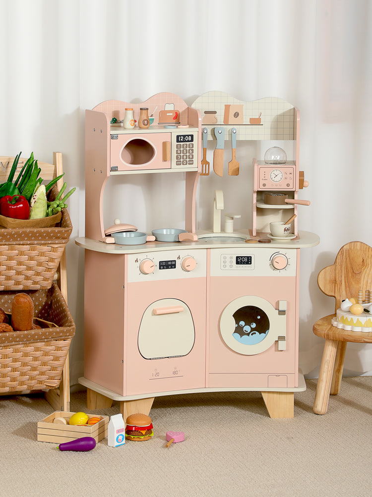 Pastel Pink Wooden Play Kitchen
