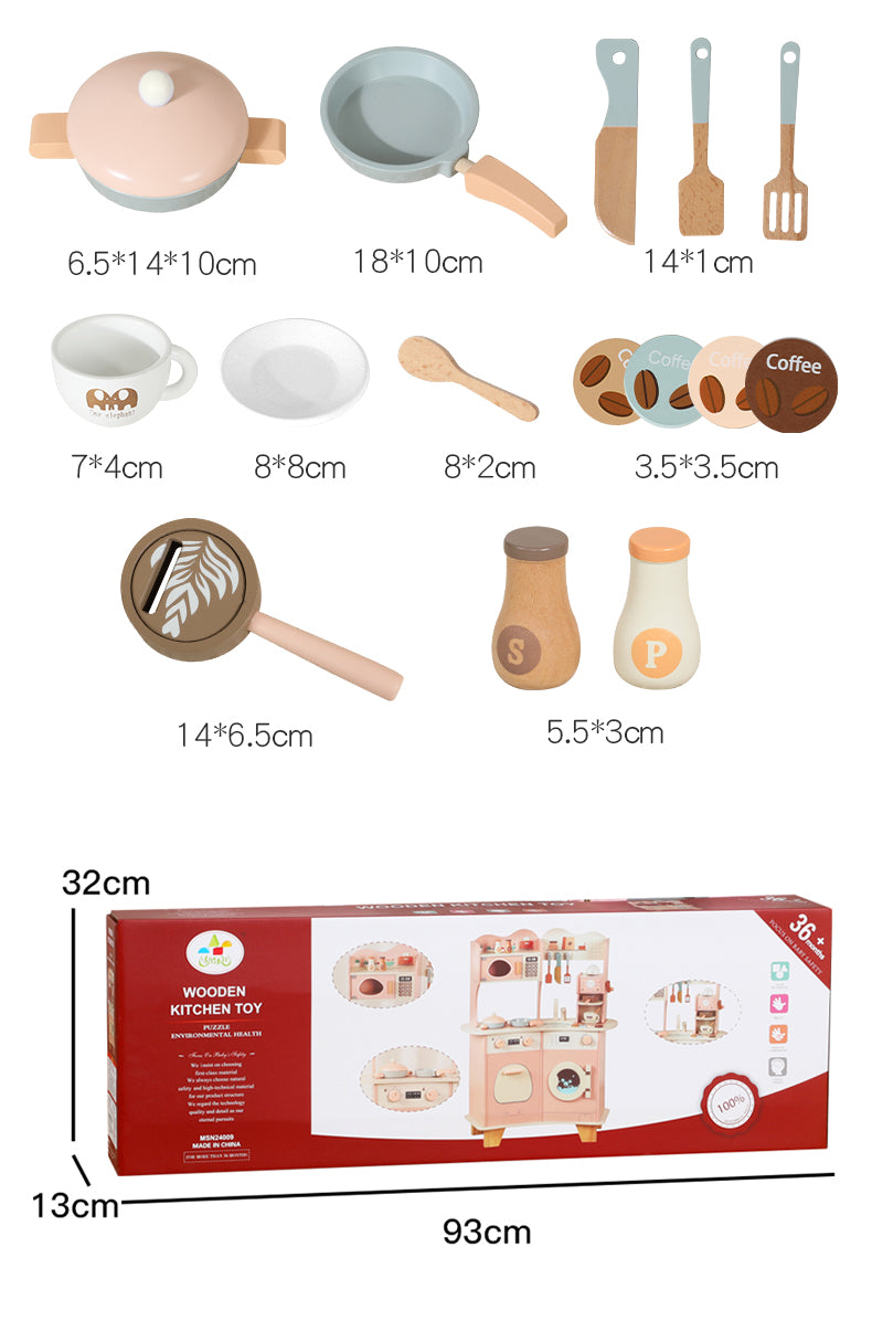 Pastel Pink Wooden Play Kitchen