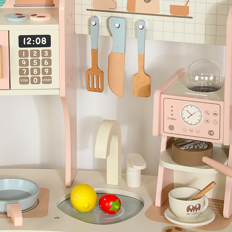 Pastel Pink Wooden Play Kitchen