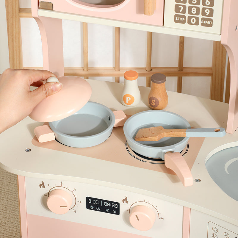 Pastel Pink Wooden Play Kitchen