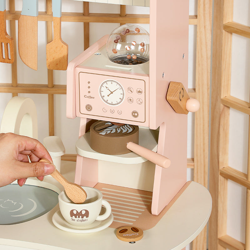 Pastel Pink Wooden Play Kitchen