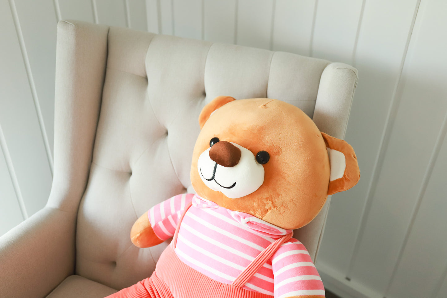 Teddy Bear in Pink Overalls